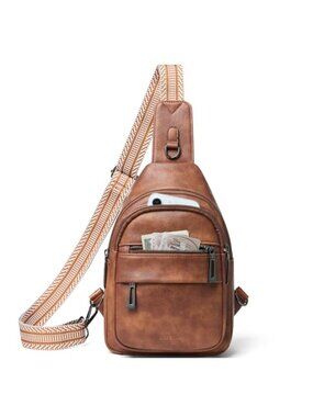 Vegan Leather Sling Bag Crossbody Fanny Pack Anti Theft Travel Purse